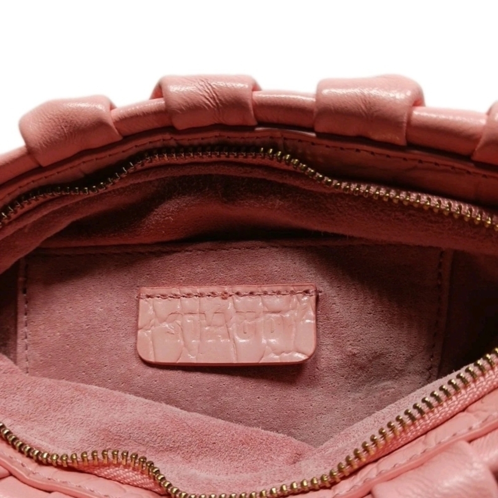 STAUD Ruched Bean Convertible Shoulder Clutch Bag Grapefruit Pink NEW - Picture 10 of 12